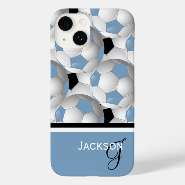 Monogram Light Blue Soccer Ball Mönster (Baksida)