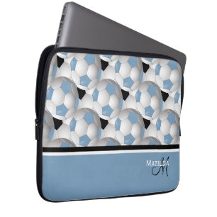 Monogram Light Blue Soccer Ball Mönster Laptop Sleeve