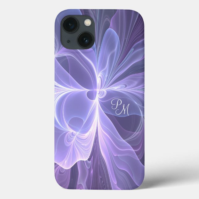 Monogram Lila Abstrakt Modern Fractal Initialer (Baksida)