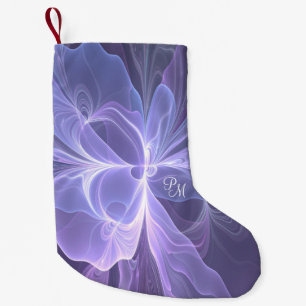 Monogram Lila Abstrakt Modern Fractal Liten Julstrumpa