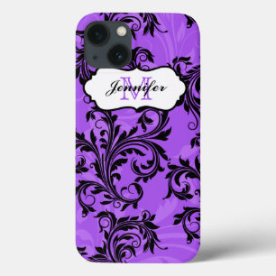 Monogram Lila Black Scrollss Swirls iPad 2/3/4
