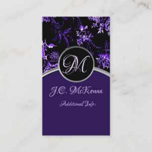 Monogram Lila Blommigt Affärskort 4 Visitkort