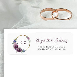 Monogram Lila Blommigt Guld Ring Returadress Returadress Etikett