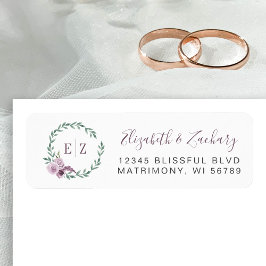 Monogram Lila Blommigt Utandning Returadress Returadress Etikett