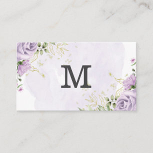Monogram Lila blommor Visitkort