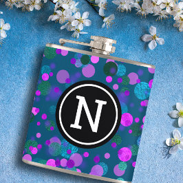 Monogram lila blue glitter konetti-prickar på teal fickplunta
