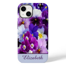 Monogram Lila Blue White Pansy Blommigt