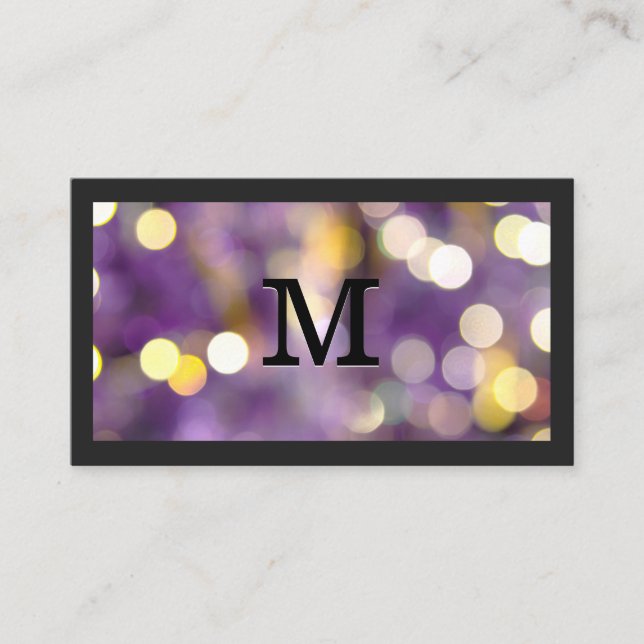 Monogram | Lila Bokeh Visitkort (Framsida)
