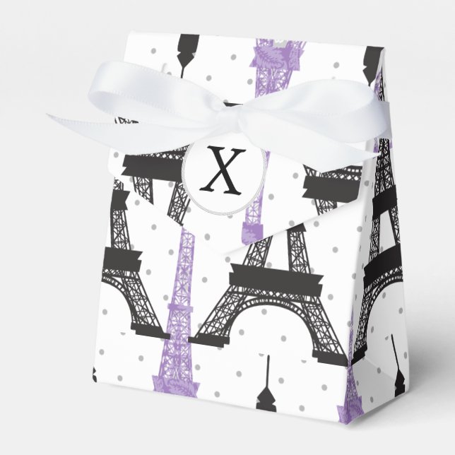 Monogram Lila Chic Eiffel Torn Mönster Presentaskar (Framsidan Sidan)