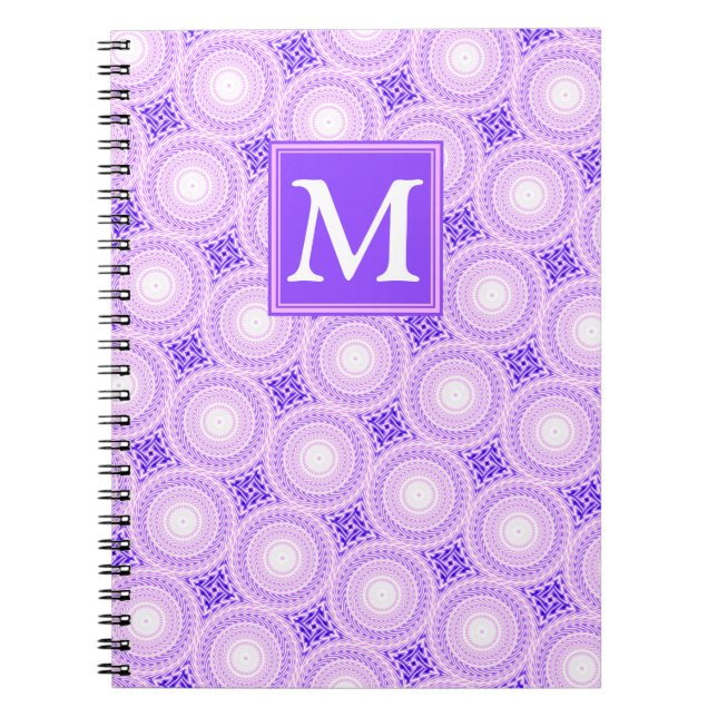 Monogram lila circles mönster anteckningsbok (Framsidan)