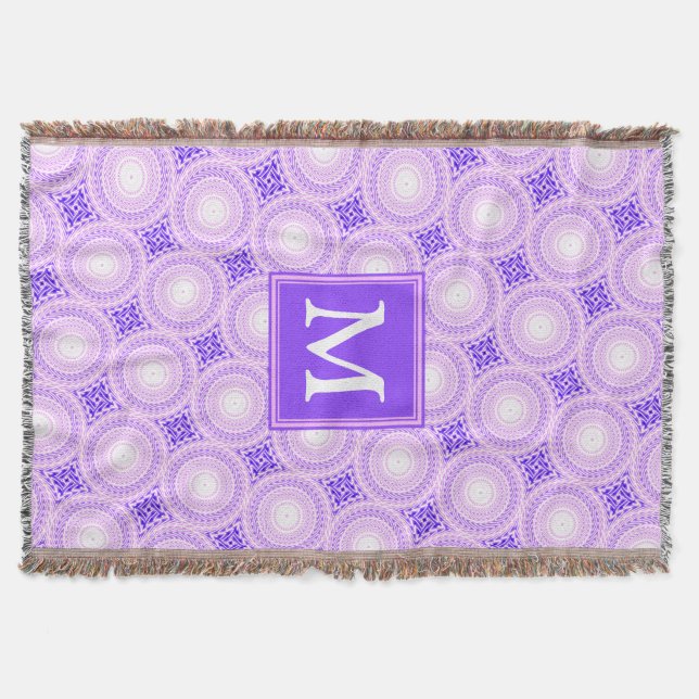 Monogram lila circles mönster filt (Framsidan)