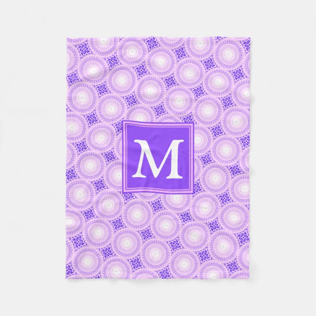 Monogram lila circles mönster fleecefilt (Framsidan)