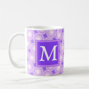 Monogram lila circles mönster kaffemugg