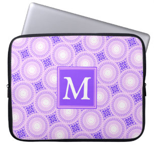 Monogram lila circles mönster laptop fodral
