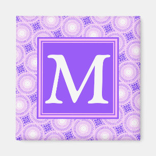 Monogram lila circles mönster magnet