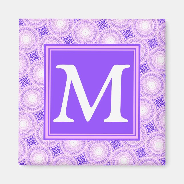 Monogram lila circles mönster magnet (Framsidan)