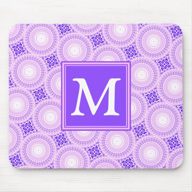 Monogram lila circles mönster musmatta (Framsidan)
