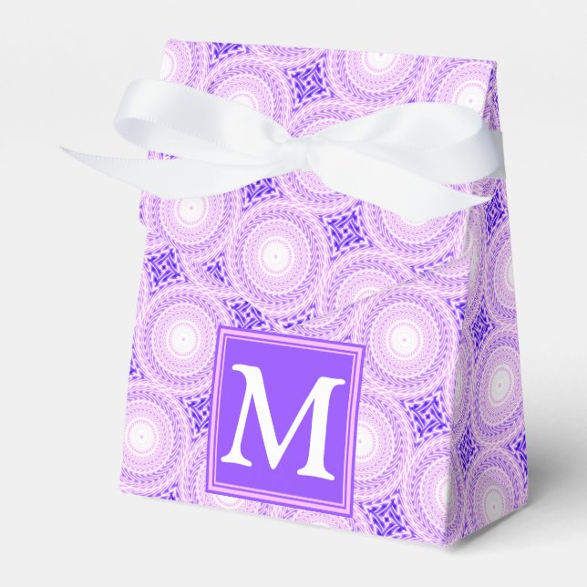 Monogram lila circles mönster presentaskar (Framsidan Sidan)