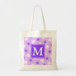 Monogram lila circles mönster tygkasse