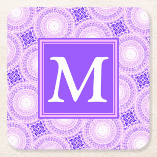 Monogram lila circles mönster underlägg papper kvadrat