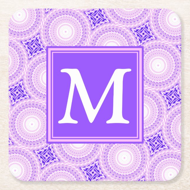 Monogram lila circles mönster underlägg papper kvadrat (Framsidan)