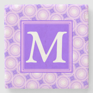 Monogram lila circles mönster underlägg sten