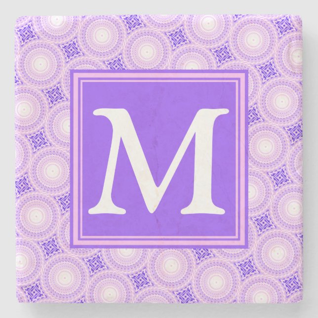 Monogram lila circles mönster underlägg sten (Framsidan)