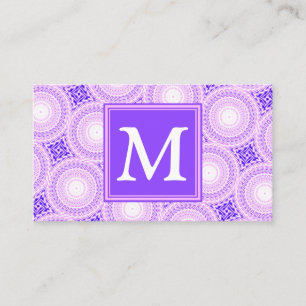 Monogram lila circles mönster visitkort