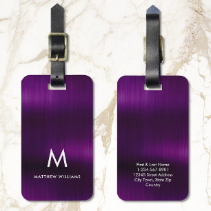 Monogram Lila Faux Metall Steel Styled Anpassnings Bagagebricka