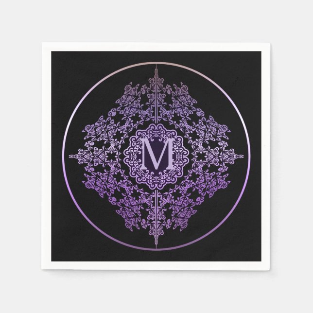 Monogram lila filigranmotiv servetter (Framsidan)