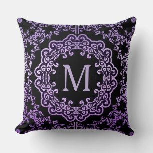 Monogram Lila Filigree Motif Dekorativ kudde