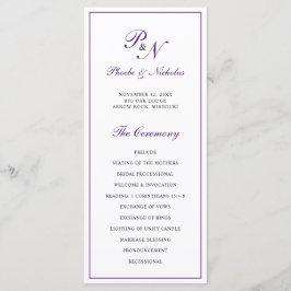 Monogram Lila Formal Elegant bröllop Program