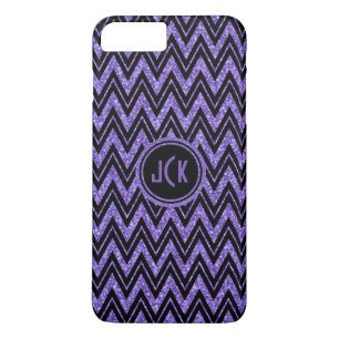 Monogram Lila Glitter & Black Zigzag Chevron 2