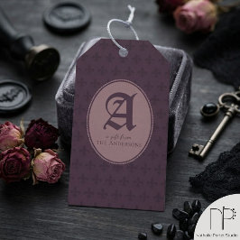 Monogram Lila Gotisk Presentetikett