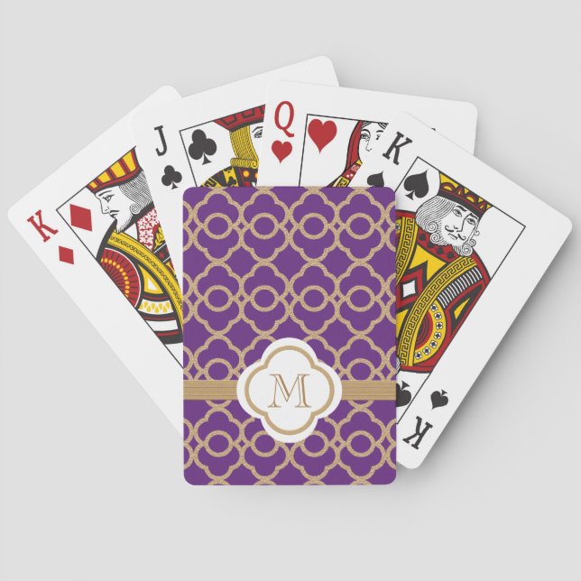 Monogram Lila Guld marockanska Spel Kort (Baksidan)
