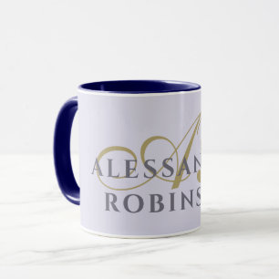 Monogram Lila Guld Svart Minimalistisk Stylish Mugg