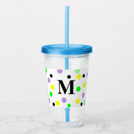 Monogram Lila Gult Grönt Polka dots Take Away Mugg