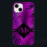 Monogram Lila Handflatan<br><div class="desc">Tropical lila handflatan fronds on black,  den här telefonväskan har ditt monogram med chic. Välj enhetstyp/MODELLNUMMER och fodral stil. Skapa dig själv eller ge som gåva. MER färg och MATCHING-artiklar i vår butik.</div>