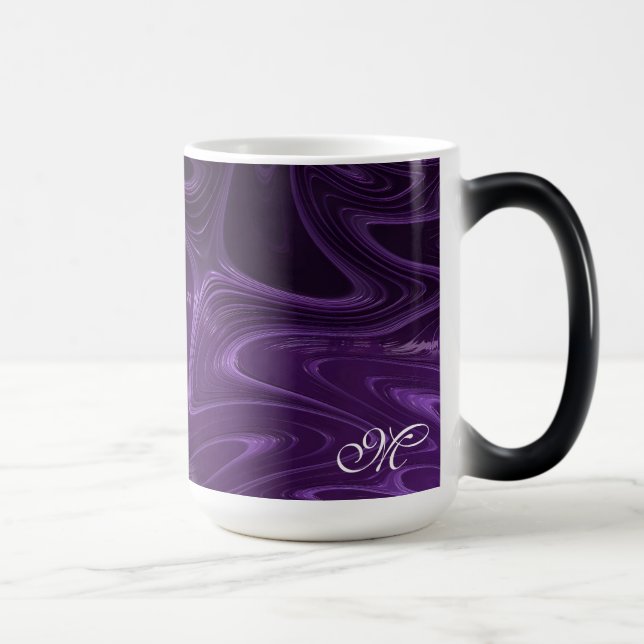 Monogram Lila Intricate Andlig Fractal Art Magisk Mugg (Höger)