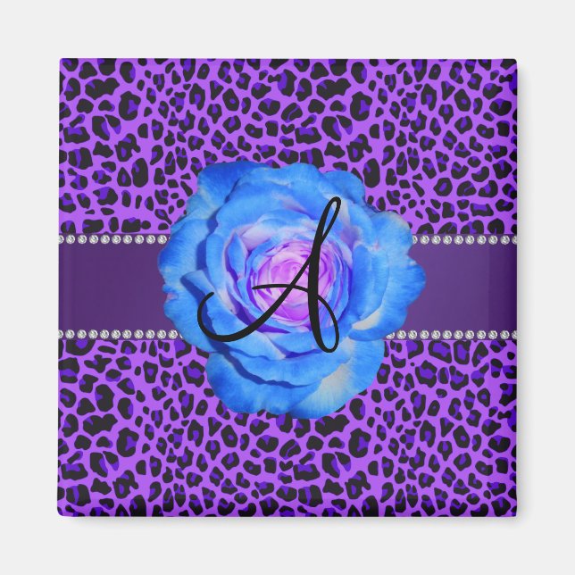 Monogram lila leopard blue ro magnet (Framsidan)