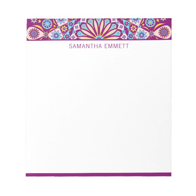 Monogram Lila Mandala Colorful Anteckningsblock (Framsida)