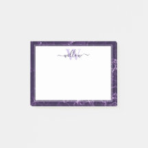 Monogram Lila Marble Mönster Post-it Notes
