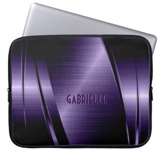Monogram Lila Metallisk aluminiumblixt i borstat Laptop Fodral