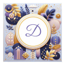 Monogram Lila och Guld Wall Art