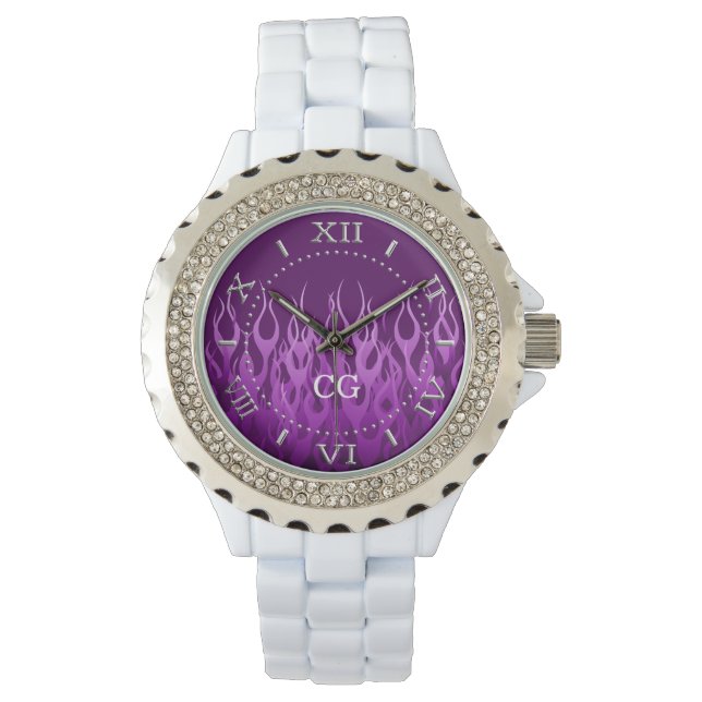 Monogram Lila Racing Flames Armbandsur (Framsida)
