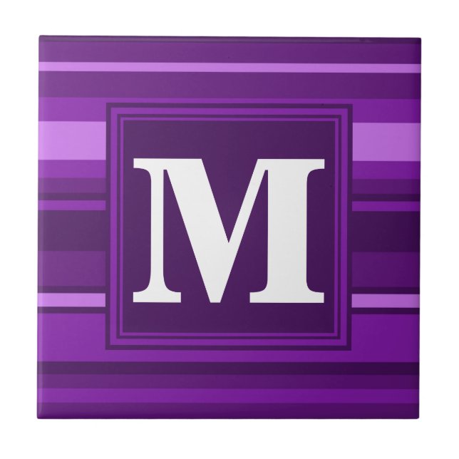 Monogram lila rand kakelplatta (Framsidan)