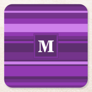 Monogram lila rand underlägg papper kvadrat