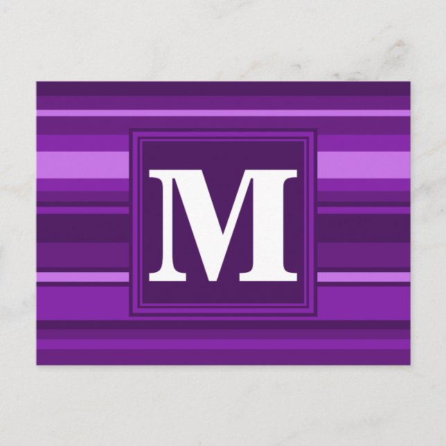 Monogram lila rand vykort (Framsida)