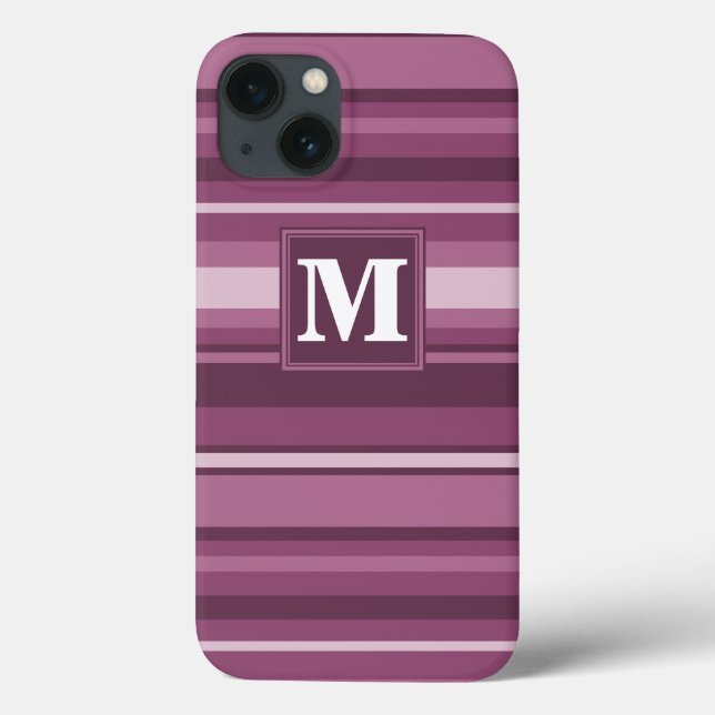 Monogram lila ränder Case-Mate iPhone fodral (Baksida)