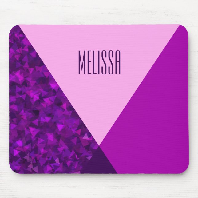 Monogram Lila Rosa Geometric Trendig Mousepad Musmatta (Framsidan)